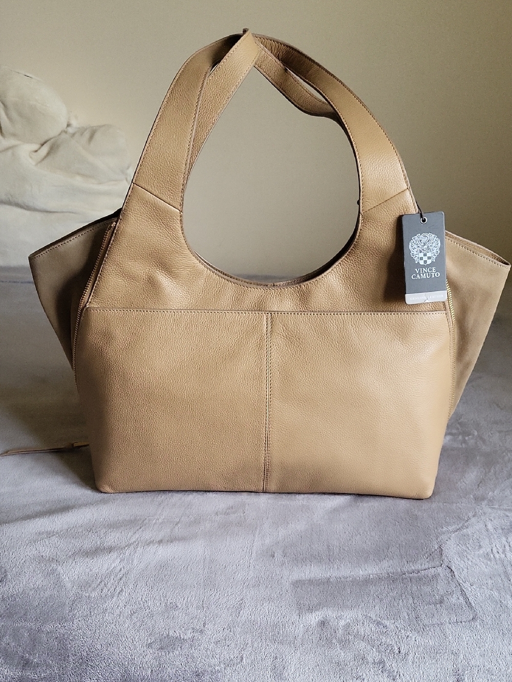 NwtVince Camuto Kaela Genuine Leather- Suede Bag,iced Coffee Color